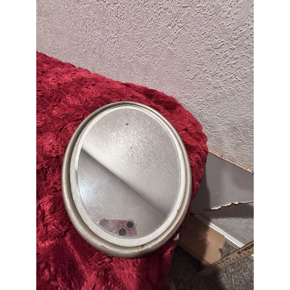 VTG Silver Toned Beveled Mirror With Wired Stand For Table Top 7x6 (see desc)